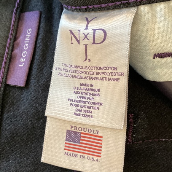 NYDJ Black faux leather tuxedo stripe trousers, Original Slimming style, size 0 - Picture 12 of 15